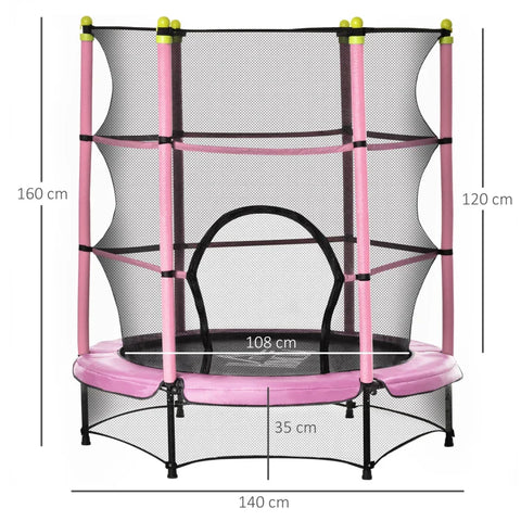 Rootz Trampoline for Children - Fitness Trampoline with Safety Net - Toddler Trampoline - Springless design - Indoor - Outdoor - Pink - 140L x 140W x 160H cm