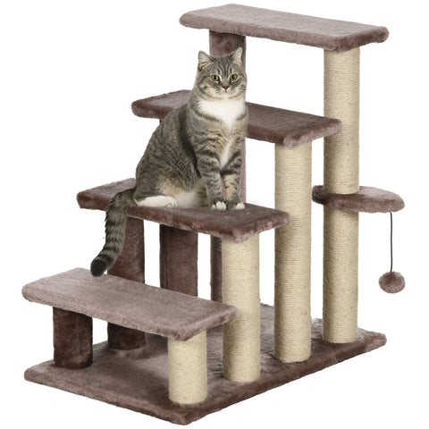 Rootz Cat Tree-Stair Combo - Pet Stairs - Climbing Aid - Play & Rest Area - Cat Scratching Post - Plush Lined - 60cm x 40cm x 64cm