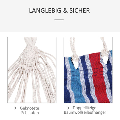 Rootz Outdoor Rod Hammock - Travel Hammock - Camping Hammock - Comfortable Cotton & Polyester - Easy Transport with Carry Bag - 310cm x 150cm - Supports Up to 180kg