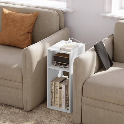 Rootz Bedside Table with power strip - Nightstand - Charging Station - Storage Space - 25cm x 60cm x 30cm