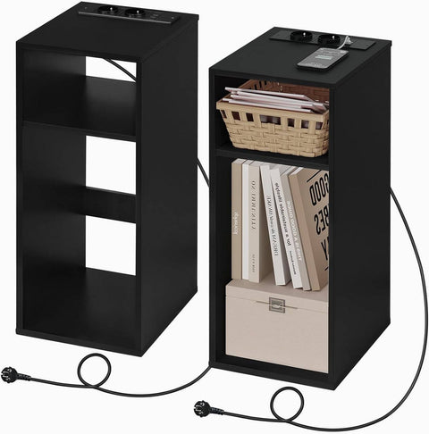 Rootz Bedside Table - Nightstand - Cell Phone Charging Station - Large Storage Space - 25cm x 60cm x 30cm - E1 Engineered Wood