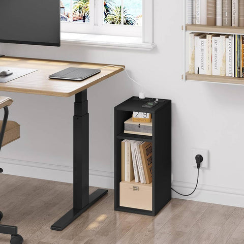 Rootz Bedside Table - Nightstand - Cell Phone Charging Station - Large Storage Space - 25cm x 60cm x 30cm - E1 Engineered Wood