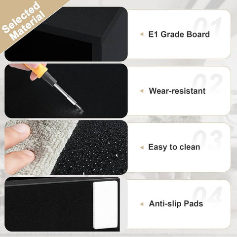 Rootz Bedside Table with Power Strip - Charging Station - Nightstand - Open Shelves - E1 Engineered Wood - 25cm x 60cm x 30cm