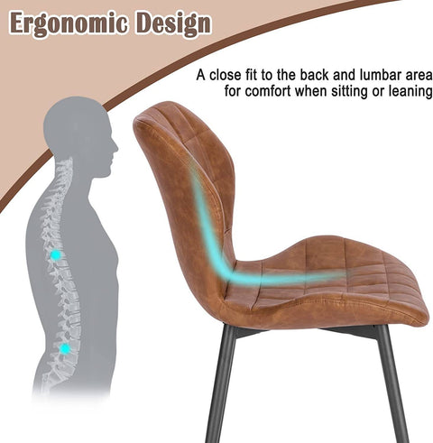 Rootz Dining Room Chairs Set of 6 - Upholstered Chairs - Faux Leather Seating - Comfortable, Durable, Ergonomic Design - 47cm x 79.5cm x 54cm - Brown/Dark Brown