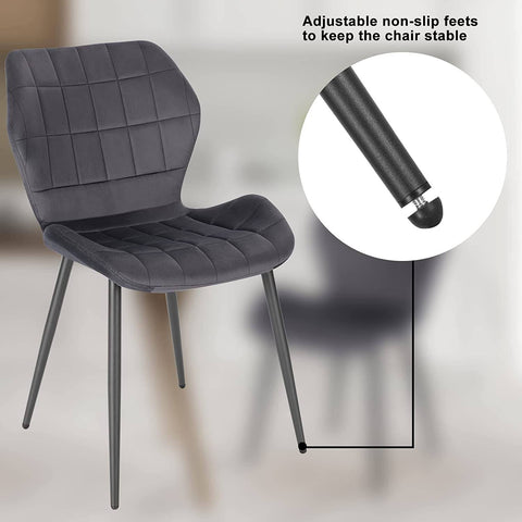 Rootz Velvet Dining Chair - Comfortable Chair - Stylish Seating - Plush Velvet - Sturdy Metal Frame - Easy Assembly - 47cm x 79.5cm x 54cm