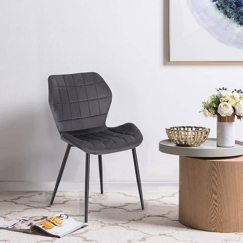 Rootz Velvet Dining Chair - Comfortable Chair - Stylish Seating - Plush Velvet - Sturdy Metal Frame - Easy Assembly - 47cm x 79.5cm x 54cm