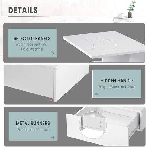 Rootz Wall-Mounted Bedside Table - Floating Nightstand - Scandinavian Side Table - E1 Wood Material - 40cm x 31cm x 35cm