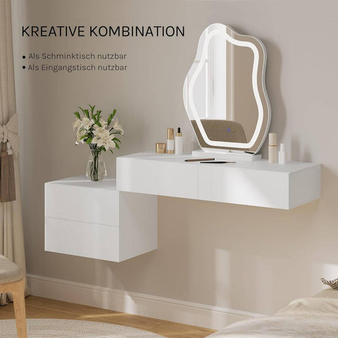 Rootz Hanging Night Cabinet - Wall Mounted Shelf - Floating Side Table - Space-Saving Modern Furniture - 40x30x30 cm - Stylish White