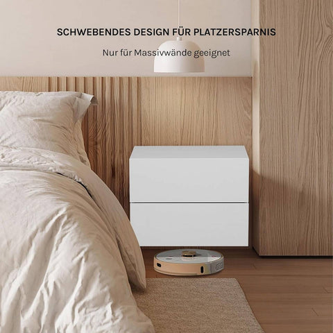 Rootz Hanging Night Cabinet - Wall Mounted Shelf - Floating Side Table - Space-Saving Modern Furniture - 40x30x30 cm - Stylish White