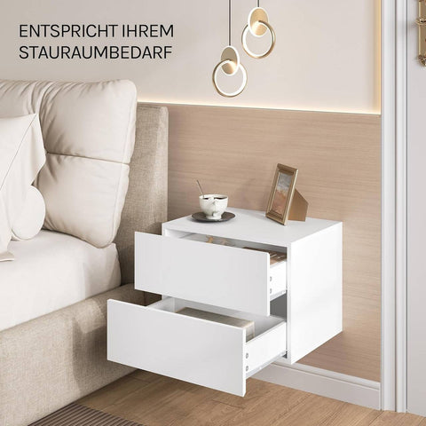 Rootz Hanging Night Cabinet - Wall Mounted Shelf - Floating Side Table - Space-Saving Modern Furniture - 40x30x30 cm - Stylish White