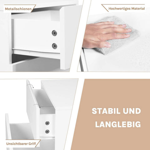 Rootz Hanging Night Cabinet - Wall Mounted Shelf - Floating Side Table - Space-Saving Modern Furniture - 40x30x30 cm - Stylish White