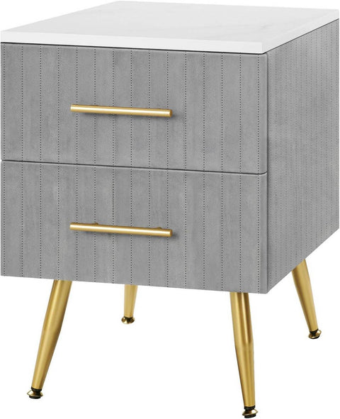 Rootz Velvet Bedside Table - Nightstand - Pink Gray - Large Storage Space - 40.5cm x 51cm x 41cm