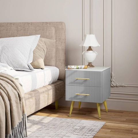 Rootz Velvet Bedside Table - Nightstand - Pink Gray - Large Storage Space - 40.5cm x 51cm x 41cm