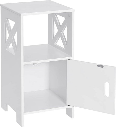 Rootz Small Bedside Table - Nightstand - Side Table - White Scandinavian Design - Spacious Storage - 30cm x 60cm x 30cm
