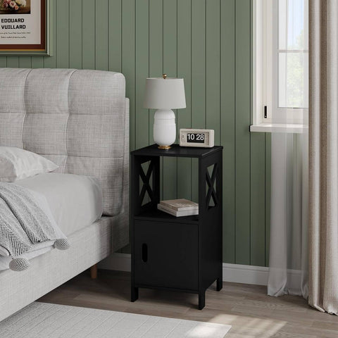 Rootz Bedside Table - Nightstand - Storage Cabinet - P2 MDF Material - Compact & Space-saving - 30cm x 60cm x 30cm