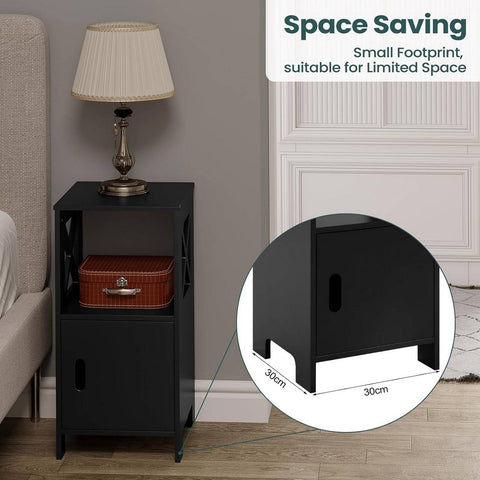 Rootz Bedside Table - Nightstand - Storage Cabinet - P2 MDF Material - Compact & Space-saving - 30cm x 60cm x 30cm