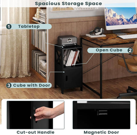 Rootz Bedside Table - Nightstand - Storage Cabinet - P2 MDF Material - Compact & Space-saving - 30cm x 60cm x 30cm