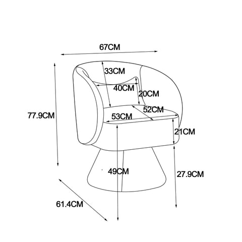 Rootz Modern Leisure Chair - Swivel Chair - Rotating Seat - Comfortable Seating - 67cm x 61.4cm x 77.9cm