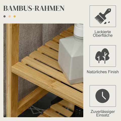 Rootz Bamboo Laundry Collector - Fabric Basket - Laundry Sorter - Ironing Board - 113cm x 34cm x 82cm - Eco-Friendly & Stylish Bamboo