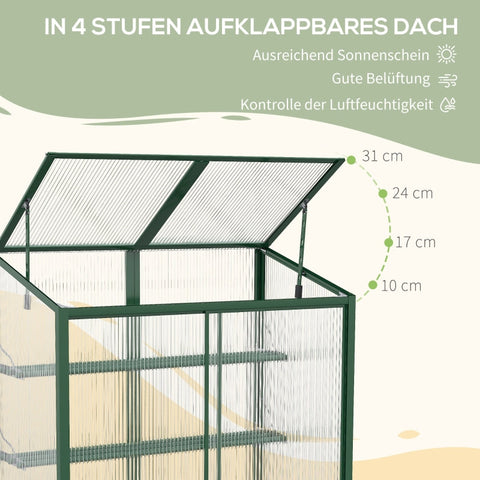 Rootz Greenhouse - Plant Shelter - Garden Oasis - Extend Growing Season - Optimal Ventilation - 100 x 60 x 98 cm - Green Aluminum Frame
