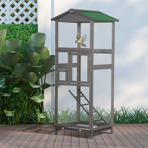 Rootz Bird Cage Solid Wood - Aviary - Outdoor Cage - Spacious Interior - 68cm x 63cm x 165cm