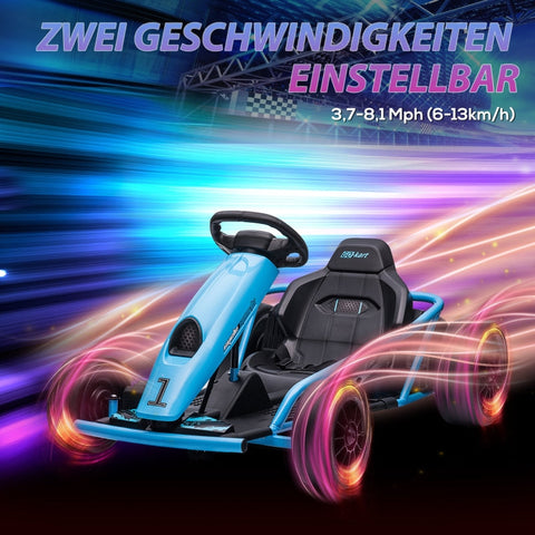 Rootz Electric Drift Go-Kart - Blue - Speedy Drifting - Horn & Music - Safe & Comfortable - 115cm x 77cm x 54cm