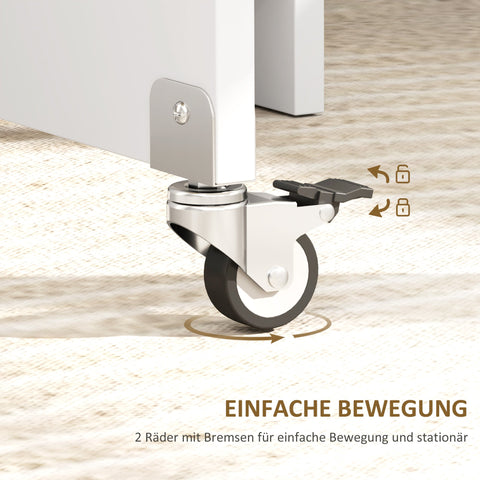 Rootz Folding Dining Table - Space-saving Table - Extendable Table - Storage & Wheels - White - 114.5W x 70D x 75H cm