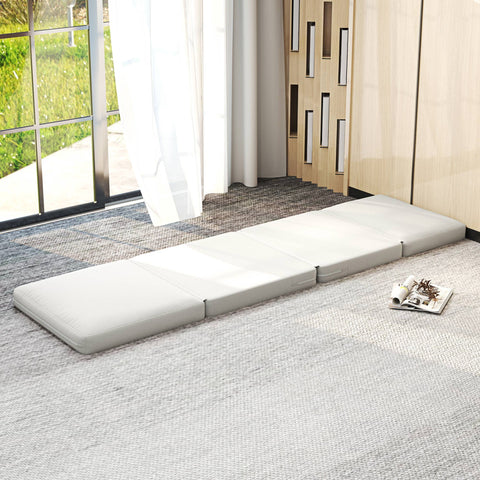 Rootz Folding Floor Chair - Convertible Upholstered Sofa - Meditation Chair - Velvet-like Fabric Comfort - 75 x 268 x 18 cm -  White