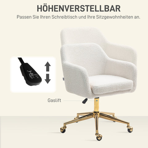 Rootz Height-Adjustable HomeOffice Chair - Desk Chair - Swivel Chair - Luxurious Comfort - 60x61x79-88cm - White Velvety Cover