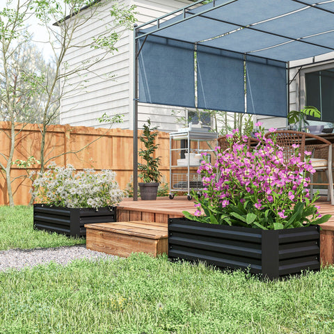 Rootz Garden Raised Beds Set - Planting Beds - Corrugated Steel Planters - Optimal Root Growth - 100L x 50B x 30H cm