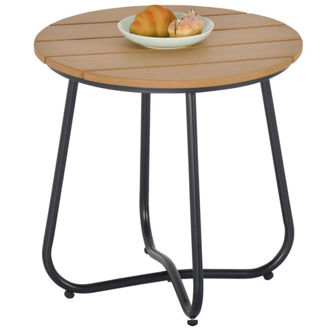 Rootz Garden Table - Elegant Round Table - Outdoor Dining Table - Durable Steel Frame - Adjustable Foot Pads - Slatted Design - Ø49 x 48H cm
