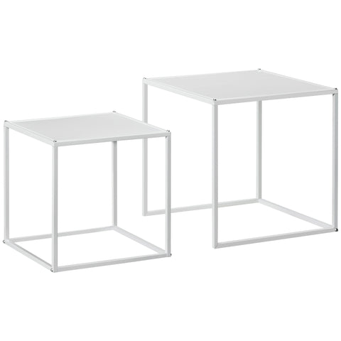 Rootz Side Table Set - Modern Nesting Tables - Space Saving Coffee Tables - Sturdy Steel Frame - 40cm x 40cm x 40cm