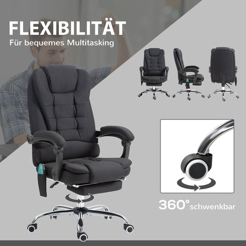 Rootz Ergonomic Office Chair - Desk Chair - Massage Armchair - Full Recline & Heat - 65W x 138D x 98-104H cm