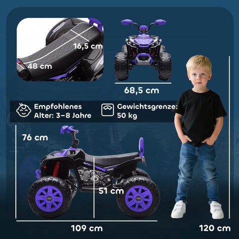 Rootz Electric Quad for Kids - Children's ATV - Battery-Powered Ride-On - Safe with Headlights - 109cm x 68.5cm x 76cm