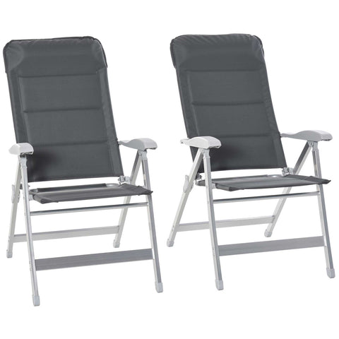 Rootz 2 Piece Set Foldable Garden Chairs - Deck Chairs - Outdoor Chairs - Adjustable Backrest & Armrests - 75cm x 61.5cm x 115cm