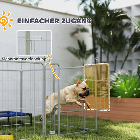 Rootz Pet Enclosure - Dog Fence - Pet Playground - Flexibly Customizable - Stainless Steel - 160x160x80cm