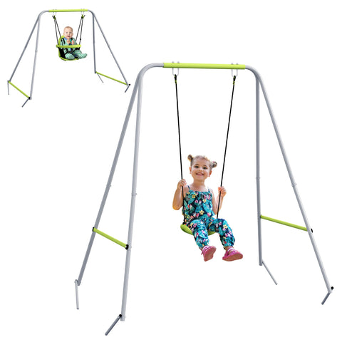 Rootz 2-in-1 Baby Swing - Children's Swing - Playground Seat - 5-Point Safety Belt - 180cm x 160cm x 182cm