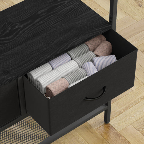 Rootz Cloakroom Stand with Shoe Shelf - Clothes Organizer - Industrial Design Rack - Easy-Access Storage - 80cm x 30cm x 180.5cm - Black