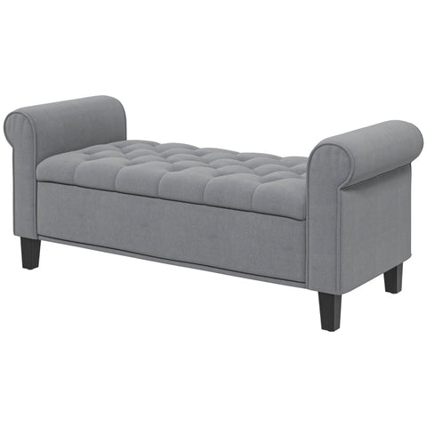 Rootz Upholstered Bed Bench - Velvet Bench - Storage Bench - Elegant Design - Ample Storage - Comfortable Seating - 126cm x 48.5cm x 57cm - Gray