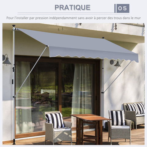Rootz Manual Extendable Awning - Retractable Awning - Balcony Shade - Anti-UV Protection - 400L x 120W x 170-280H cm