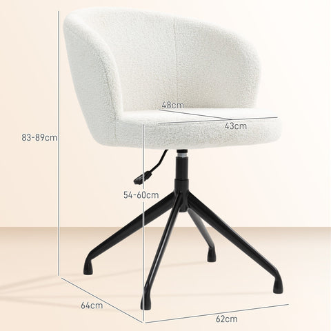 Rootz Ergonomic Office Chair, Swivel Chair - Height Adjustable, Max Load 120kg, 62x64x83-89cm, Modern Design - White