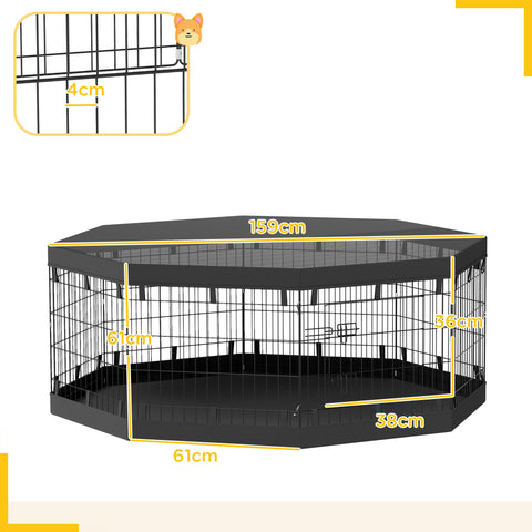 Rootz Dog Park - Pet Playpen - Modular Animal Enclosure - Secure Door - 159cm x 61h cm
