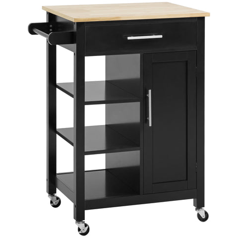 Rootz Kitchen Trolley with Wheels - Serving Trolley - Storage Cart - Easy Mobility - 69W x 48D x 89H cm