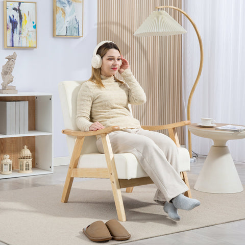 Rootz Upholstery Chair - Lounge Chair - Armchair - Luxurious Comfort with Foam Padding - White - 65cm x 80cm x 83cm