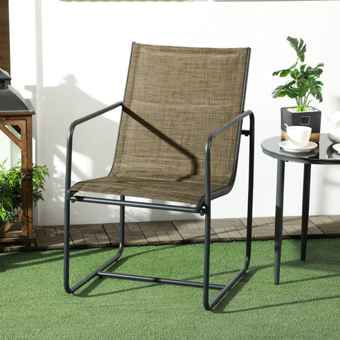 Rootz Garden Chair Set of 2 - Outdoor Seating - Patio Chairs - Breathable Cover - Robust Metal Frame - 54cm x 66.5cm x 88cm - Black/Brown