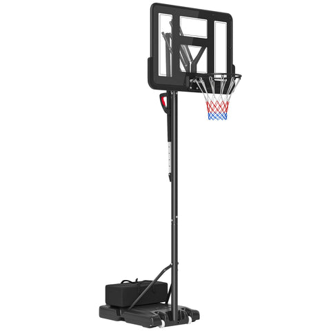 Rootz Basketball Stand - Hoop System - Adjustable Heights - Spring-Loaded Basket - 2.35-3.05m Basket Height - 110x75cm Back Panel - Mobile Design