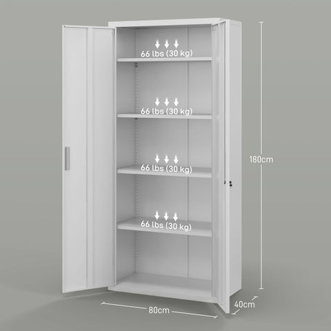 Rootz File Cabinet - Office Cabinet - Storage Shelves - Metal - Durable & Secure - 80b x 40t x 180H cm