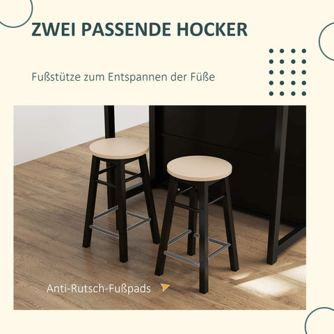 Rootz 3 Piece Barset - Bar Table Set - Foldable Dining Set - 6 Storage Compartments - 116x70x89.5cm