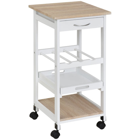 Rootz Kitchen Car Serving Cart - Trolley - Utility Cart - Space-Saving - 37x37x76cm