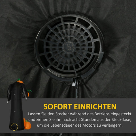 Rootz 8ft Halloween Decoration - Inflatable Pumpkin Ghost - LED Lighted Outdoor Decor - Creates Festive Atmosphere - Easy Setup - Weather-Resistant - 129W x 96D x 240H cm